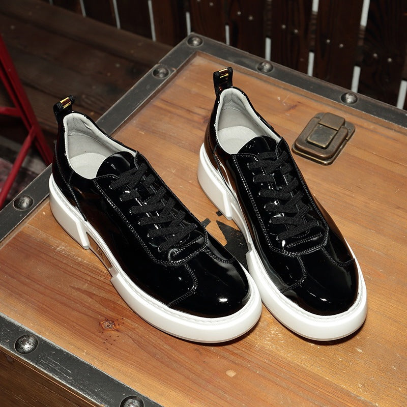 Men's Shoes Leather Flat Sole Shoes Men''s Simple And Versatile Lace Up