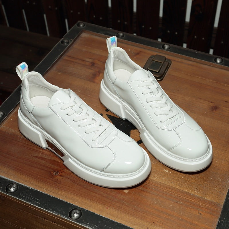 Men's Shoes Leather Flat Sole Shoes Men''s Simple And Versatile Lace Up
