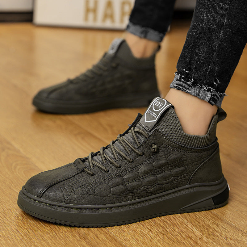 Men's Shoes Autumn And Winter Korean Version Versatile Trend Middle Top