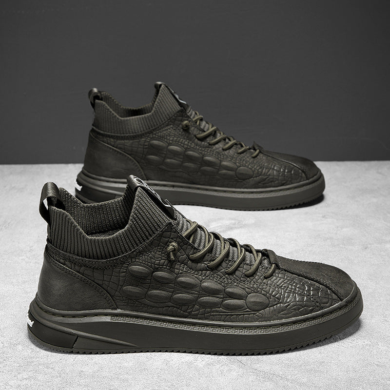 Men's Shoes Autumn And Winter Korean Version Versatile Trend Middle Top