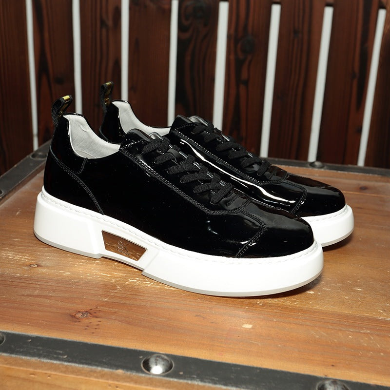 Men's Shoes Leather Flat Sole Shoes Men''s Simple And Versatile Lace Up