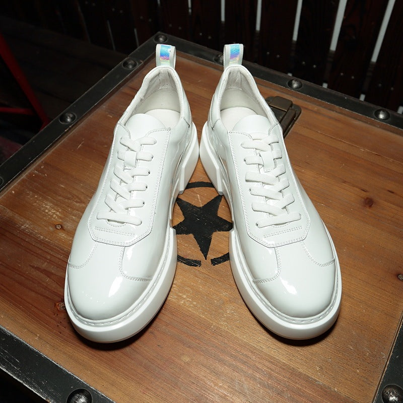 Men's Shoes Leather Flat Sole Shoes Men''s Simple And Versatile Lace Up