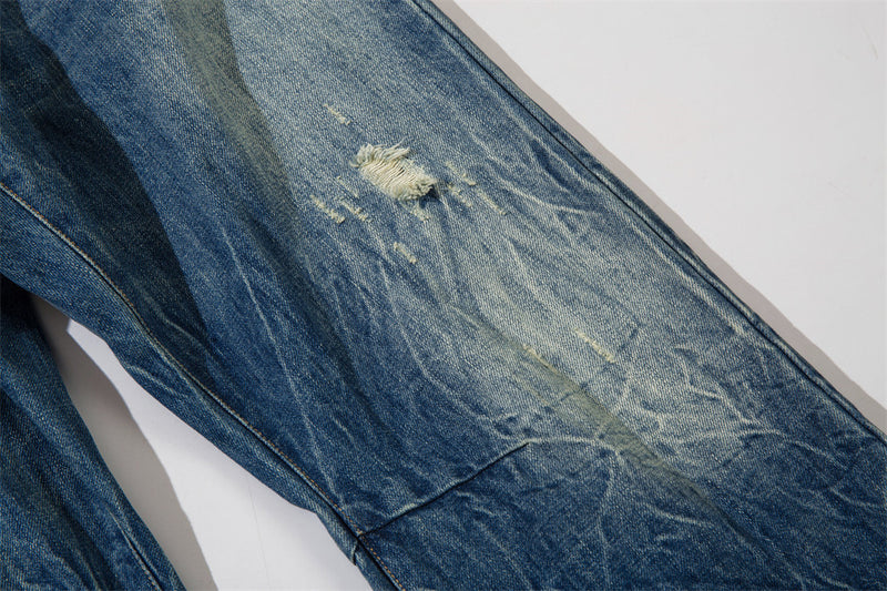 Ripped Washed Wear-white Jeans For Men