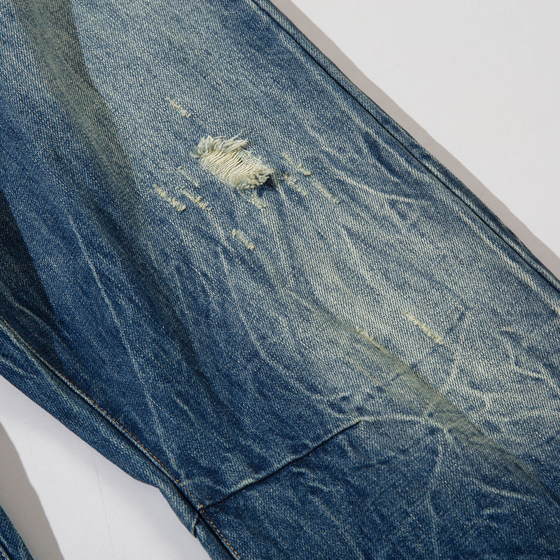 Ripped Washed Wear-white Jeans For Men